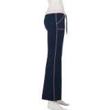 SC Contrast Color Drawstring Micro Flare Pants GPKJ-MR49368