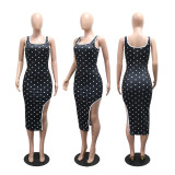 SC Polka Dot Print Sleeveless Midi Dress CYA-902427