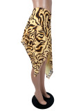 SC Leopard Print Irregular Skirt(With Lined) SHD-8111