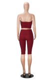 SC Solid Color Wrap Chest Top Two Piece Shorts Set MZ-26006