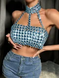 SC Hand-sewn Gemstone Halterneck Top GZYY-21330