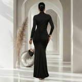 SC Long Sleeve Solid Color Evening Dress CYA-902242