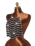 SC Rhomboid Gemstone Metal Halterneck Vest GZYY-B25761