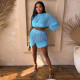 SC Solid Color Long Sleeve Tassel Mini Dress YF-11007