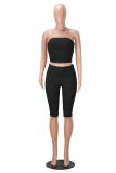 SC Solid Color Wrap Chest Top Two Piece Shorts Set MZ-26006