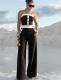 SC Contrast Color Stripe Two Piece Pants Set QODY-6078