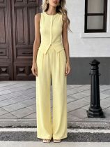 SC Solid Color Sleeveless Two Piece Pants Set SHD-8110