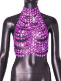 SC Hollow Out Gemstone Halterneck Tank Top GZYY-B22174