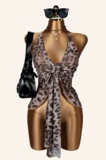 SC Leopard Print Tie Up Top GXIY-K26L2565