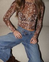 SC Mesh Print Long Sleeve Top YWXS-K26L2265