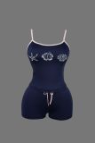 SC Print Contrast Color Sling Top Two Piece Shorts Set YWXS-K26L2168