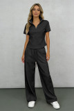 SC Solid Color Lapel Two Piece Pants Set SSNF-211523