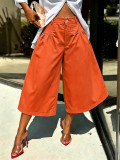 SC Solid Color Ruched Loose Trousers SH-391585