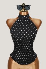 SC Polka Dots Print Halterneck Tank Top GXIY-K26L2606