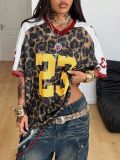 SC Leopard Print V Neck T Shirt YWXS-K26L2115