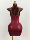 SC Solid Color Hollow Out Bodycon Dress GXIY-K26L2572