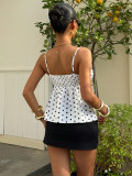 SC Polka Dots Print V Neck Top GXIY-K26L2431
