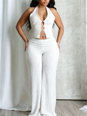 SC Backless V Neck Halterneck 2 Piece Pants Set YWXS-L45650