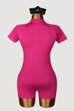 SC Solid Color Short Sleeve Zipper Romper YWXS-K26L2530