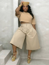 SC Solid Color Ruched Loose Trousers SH-391585