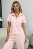 SC Solid Color Lapel Two Piece Pants Set SSNF-211523