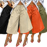 SC Solid Color Ruched Loose Trousers SH-391585