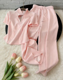 SC Solid Color Lapel Two Piece Pants Set SSNF-211523