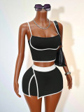 SC Contrast Color Yoga Tank Top Two Piece Culottes Set YWXS-K26L2386