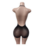 SC Lace Halterneck Backless Romper MEM-88705