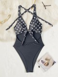 SC Polka Dot Print One Piece Swimsuit CASF-6836