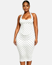 SC Halterneck Polka Dot Print Midi Dress(YMEF-59112