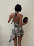 SC Stripe Print Halterneck Midi Dress YWXS-K26L2583