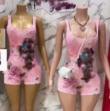 SC Tie Dye Hot Drill Vest Dress&Romper GNJF-Z7789