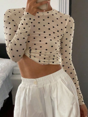 SC Polka Dot Print Long Sleeve Top YWXS-K25L1781