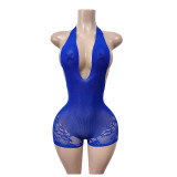 SC Lace Halterneck Backless Romper MEM-88705