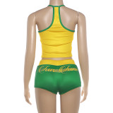 SC Letter Print Casual Sport Two Piece Shorts Set XEF-K6S11109A