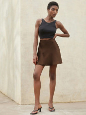 SC Solid Color Tie Up Skirt YWXS-K25L1883
