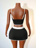 SC Contrast Color Yoga Tank Top Two Piece Culottes Set YWXS-K26L2386