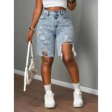 SC Diamond-Studded Solid-Color Denim Short OD-8784
