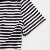 SC Stripe Print Lapel Seventh Jumpsuit MXBF-D26JP197
