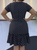SC Polka Dot Print Zipper Midi Dress GYLY-11155-1