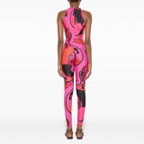 SC Print Sleeveless Zipper Jumpsuit MXBF-J26JP232