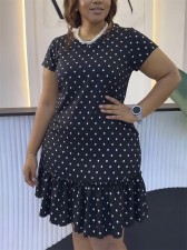 SC Polka Dot Print Zipper Midi Dress GYLY-11155-1