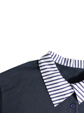 SC Stripe Lapel Long Sleeve Sweatshirt Long Skirt Suit HNIF-ZM006