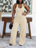 SC Solid Color Tank Top Wide Leg Pants Sport Suit HNIF-SY033