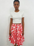 SC Plus Size Print Big Swing Half Body Skirt QMZF-2135
