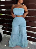 SC Solid Color Wrap Chest Top Wide Leg Pants Suit HNIF-HN311