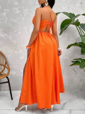 SC Sexy Halterneck Hollow Out Split Maxi Dress HNIF-SY032