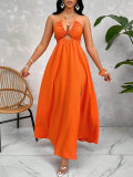 SC Sexy Halterneck Hollow Out Split Maxi Dress HNIF-SY032