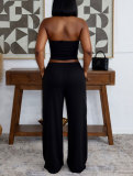 SC Solid Color Tank Top Wide Leg Pants Sport Suit HNIF-SY033
